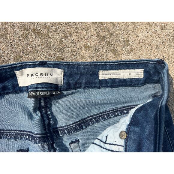 Pacsun Pants Women Size 25 Dark Wash Power Super Stretch Push Up Jegging Casual - Picture 5 of 6